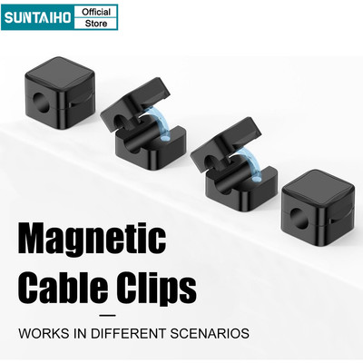 Suntaiho Kẹp cáp từ tính Bàn sắp xếp dây 6 gói Giá đỡ dây từ tính cho tường điện thoại văn phòng tại nhà