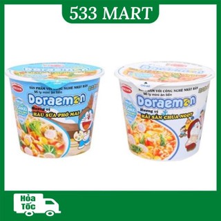 [LY LẺ] Mì ly mini Doraemon Hàu Sữa Phô Mai/ Hải Sản Chua Ngọt 48g