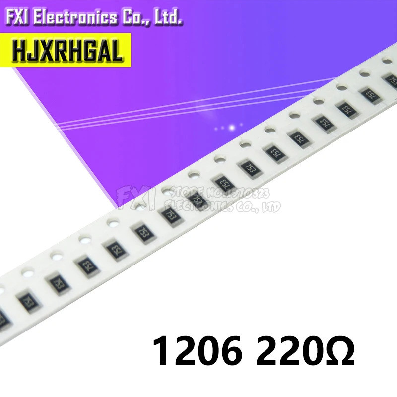 100 Chiếc 1206-220R 1206 Điện Trở SMD 220 ohm chip Điện Trở 0,25W 1 / 4W 220R 221 Mới Ban Đầu