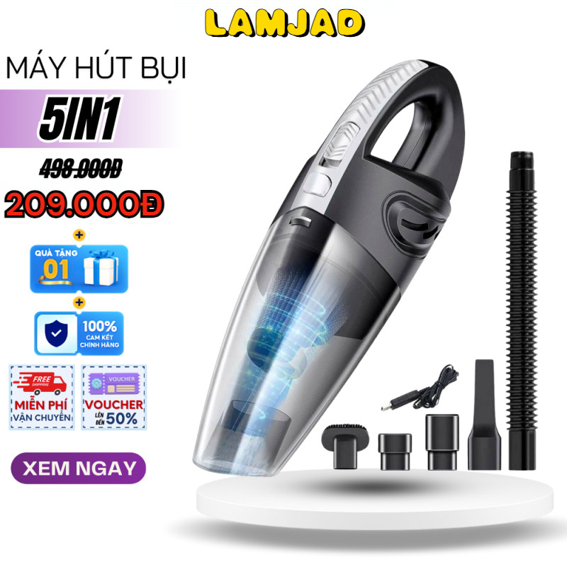 Máy Hút Bụi Cầm Tay Đa Năng 5IN1 Với Lực Hút 18000PA Siêu Khỏe, Máy Hút Bụi Không Dây Hút Bụi Giường, Nệm, Sofa, Ô Tô