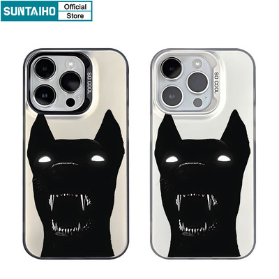 Suntaiho Chất Lượng Cao Độc Đáo Vỏ Điện Thoại Họa Tiết Chó Đen Cho Iphone 15 14 13 12 11 Pro Max TPU Silicon Mềm Cao Cấp Chống Sốc Ốp Lưng