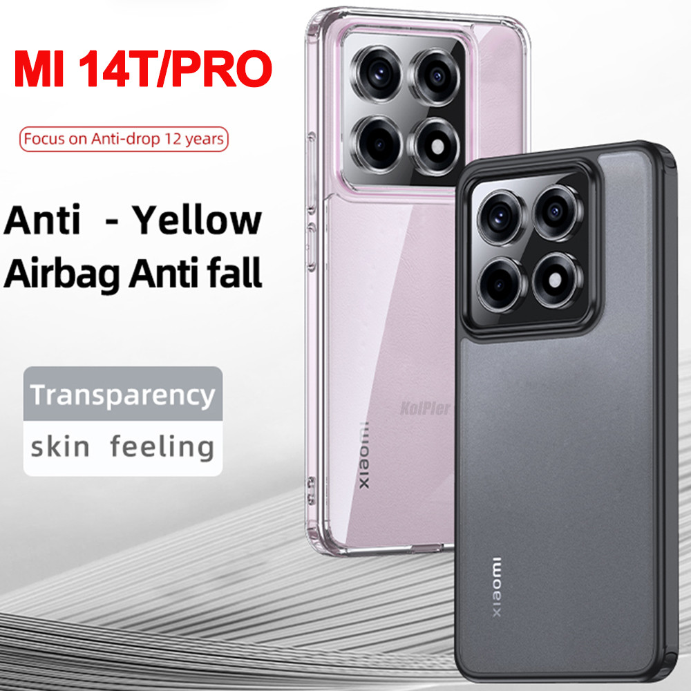Ốp điện thoại Cho Xiaomi MI 14T Pro / MI14T Ốp điện thoại Trong Suốt TPU Mềm Khung Silicon Mờ PC Cứng Chống Sốc Vỏ Trong Suốt