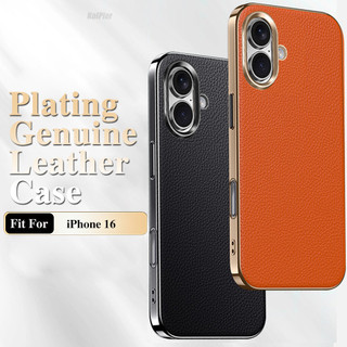 Chính Hãng Cứng PC Dành Cho iPhone 16 iPhone16 Ốp Lưng Sang Trọng Bảo Vệ Ống Kính Thiên Nhiên Da Chống Sốc Mạ Ốp lưng