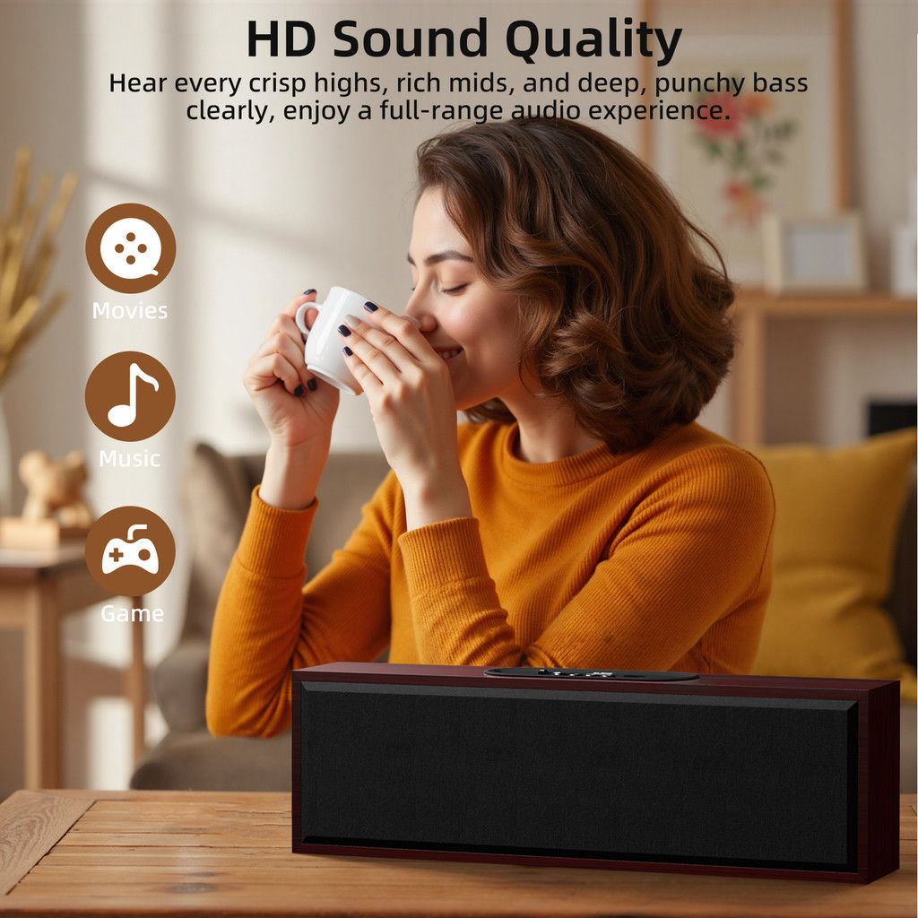 Loa Bluetooth GOOJODOQ hỗ trợ bốn chế độ phát lại và kết nối có dây Loa nhỏ gọn di động vân gỗ đẹp | BigBuy360 - bigbuy360.vn
