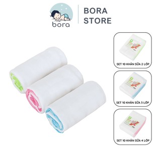  Set 10 khăn xô sữa Mipbi đủ 2 lớp  3 lớp  4 lớp cho trẻ sơ sinh vải xô mềm thấm hút tốt 
