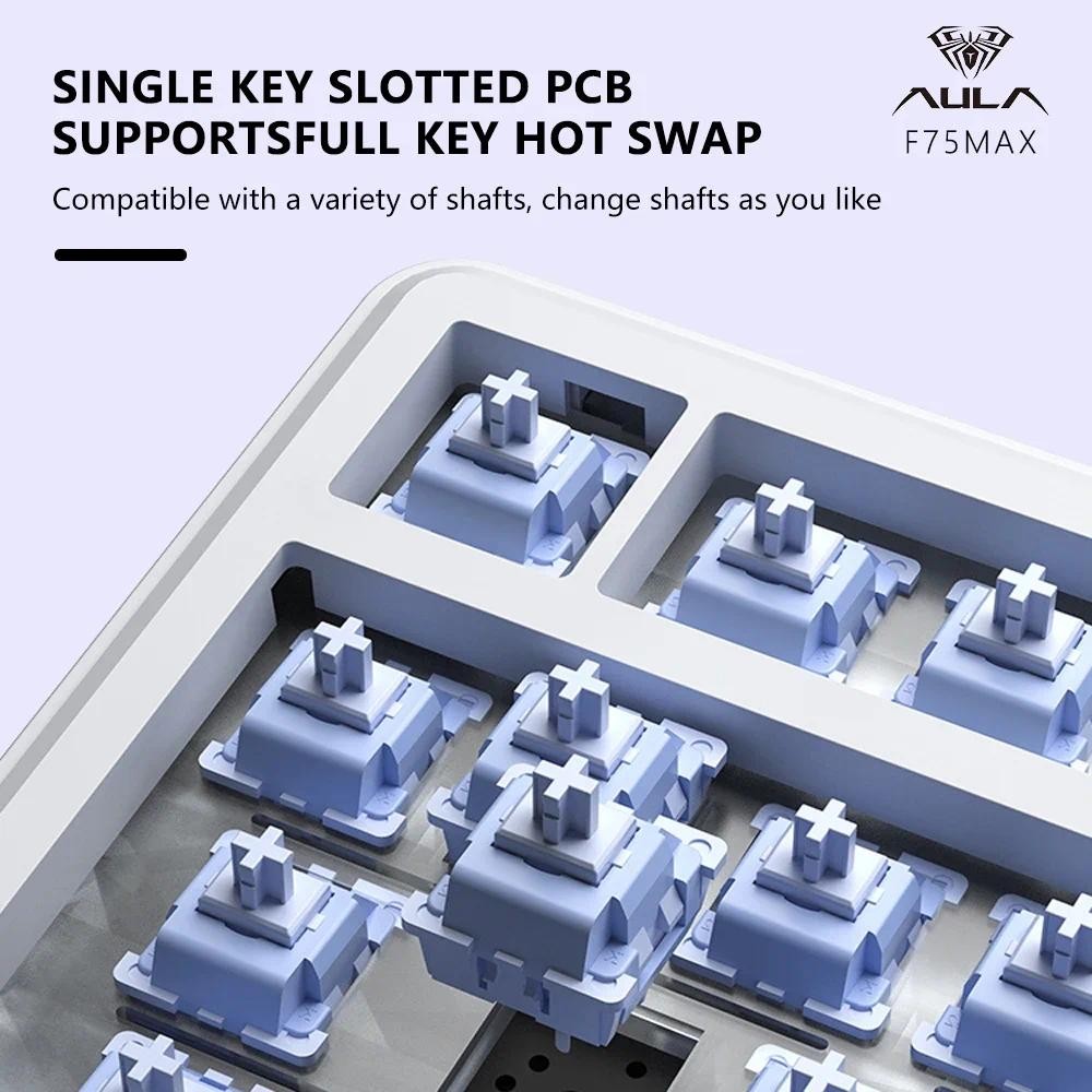AULA F75 MAX Mechanical Keyboard 75% RGB Three Mode Wired/Bluetooth/2.4G Full Key Hot Swappable Customization E-sports Keyboard with TFT Screen for PC/Mac | BigBuy360 - bigbuy360.vn