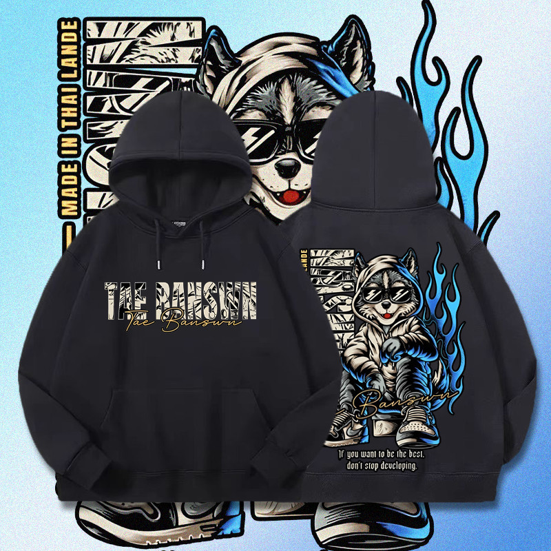 Áo hoodie dài tay nam M-3XL-Tybanson Cotton nam--Đặc biệt Cool Wolf M-3XL