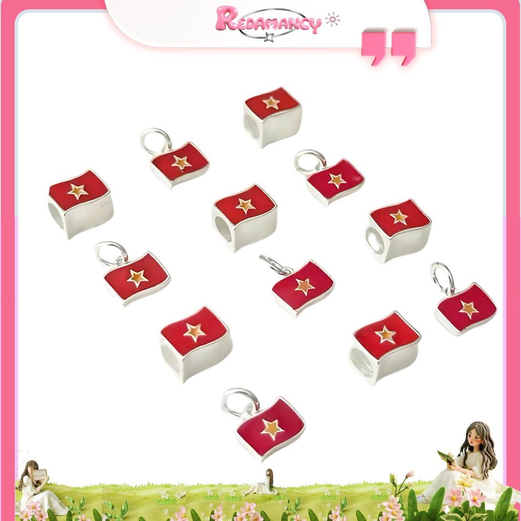 [REDAMANCY] Charm Bạc Hình Lá Cờ Tổ Quốc Việt Nam vòng tay - Đeo Tay, Phụ Kiện lắc tay  lá cờ việt n