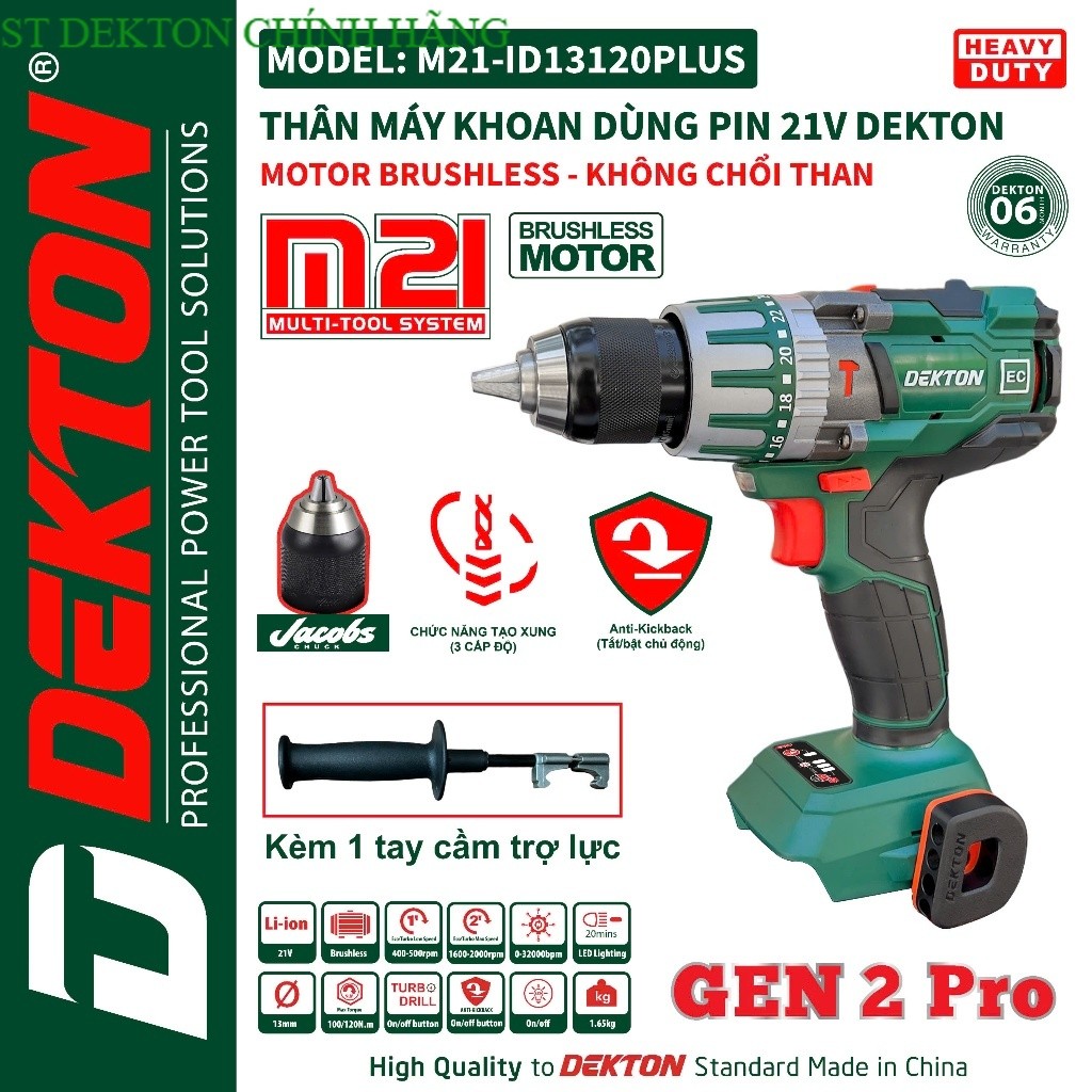 Khoan Rút Lõi 13 ly Dekton M21 13120 plus màu xanh tính năng tạo xung / Chức năng TURBO /ECO STORE D