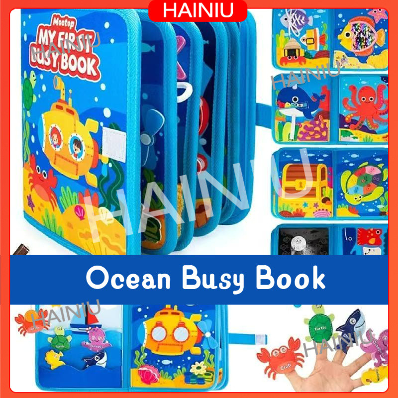 Sách bận rộn Ocean Felt Busy Board Montessori Educational Learning Board Ocean Baby Style Can 't Tea