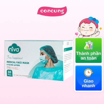 Khẩu trang y tế NIVA 4 lớp SMS hộp 50 cái