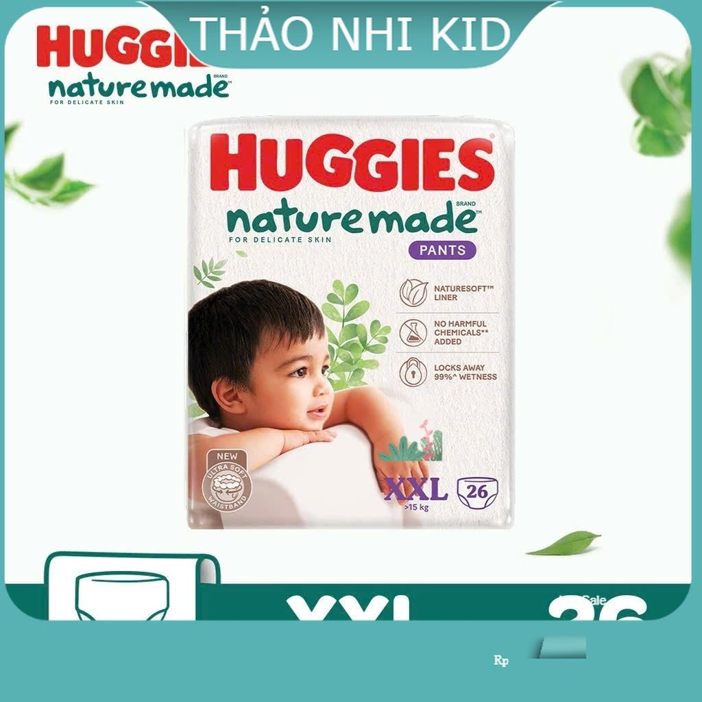 [gift huggies] Bỉm dán/quần siêu cao cấp Huggies Platinum Nature made size xxl26