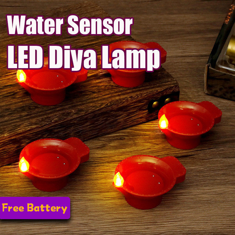 Cảm Biến Nước Deepavali LED Đèn Dầu Diwali Diya Đèn Nến Trang Trí Nhỏ Nổi Deepavali Vật Dụng Trang T