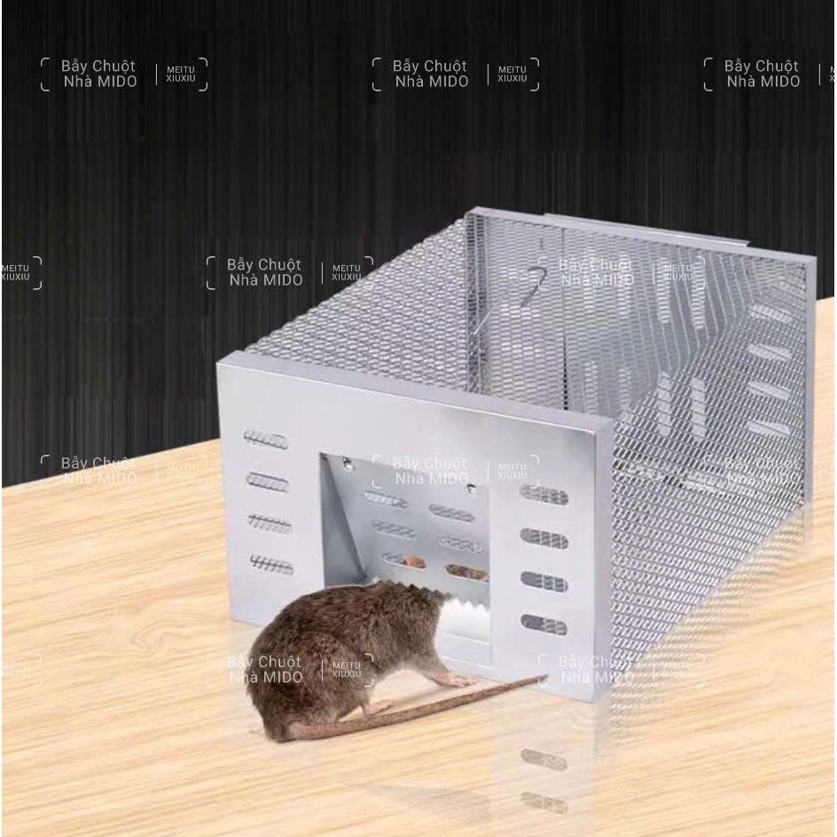Lồng chuột tự động siêu nhạy thép không gỉ kích thước 30x18x15cm - Bẫy chuột cải tiến 2025
