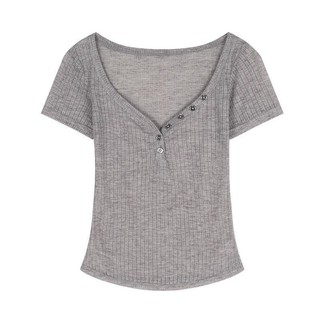 Áo thun ngắn tay vai kiểu Mỹ nữ mùa hè ngọt ngào Hot Girl Slim-fit Đẹp sang trọng bó sát Pure Desire Top