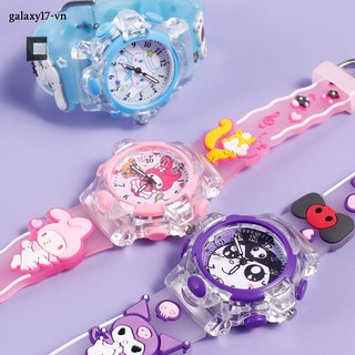 YOSBOGR Đồng hồ hoạt hình Sanrio Kawaii Melody Cinnamoroll Đồng hồ phát sáng trẻ em Kuromi Hello Kitty Đồng hồ đeo tay dạ quang Đồ chơi quà tặng trẻ em GM2471LBV