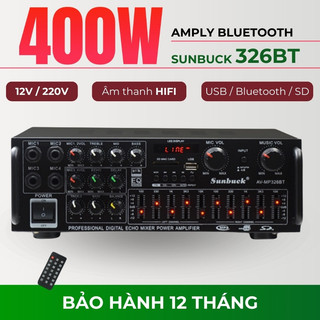 Amply 12V 220V Bluetooth SUNBUCK 326BT Hát Karaoke Gia Đình,Trên Ô Tô Cao Cấp, Chức Năng Đa Dạng Bảo Hành Chính Hãng
