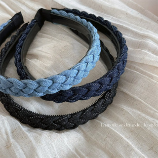 Denim xoắn vải băng đô quấn tóc nữ