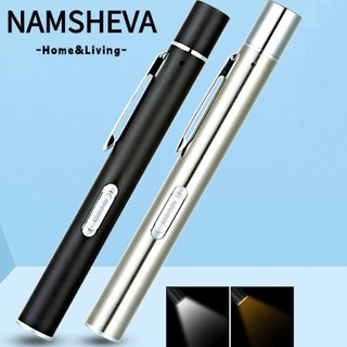 Namsheva đèn bút tiện dụng y tế mini nguồn sáng kép kẹp thép không gỉ đèn pin led