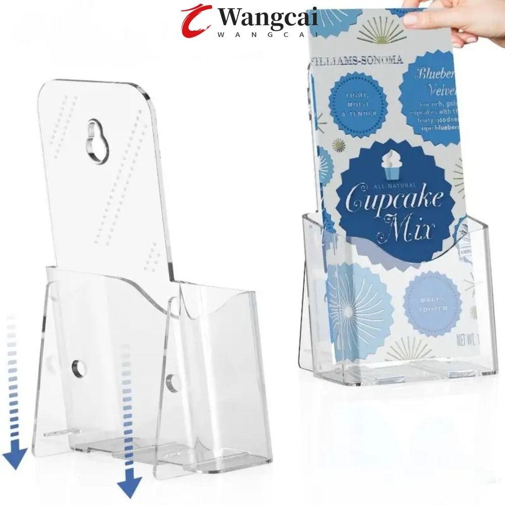 Wangmcai Pamphlet Holder, Clear Countertop A6 Brochure Holder, Văn học Di động trong suốt Acrylic Fl