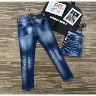 Quần Bò Biker DSQ D2 Hàng Đẹp mới cập bến, quần jean côn nam DSQ khóa cúc xanh đậm vảy sơn Hoàng Mai MQU 034