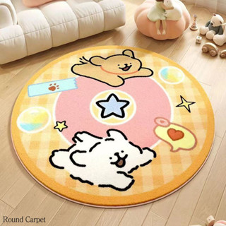 Hoạt Hình Dòng Chó Con Thảm Tròn Phòng Ngủ Đầu Giường Chăn Phòng Trẻ Em Khu Vực Đọc Sách Thảm Sàn Cloakroom Sang Trọng Chống Trơn Trượt Chân Thảm