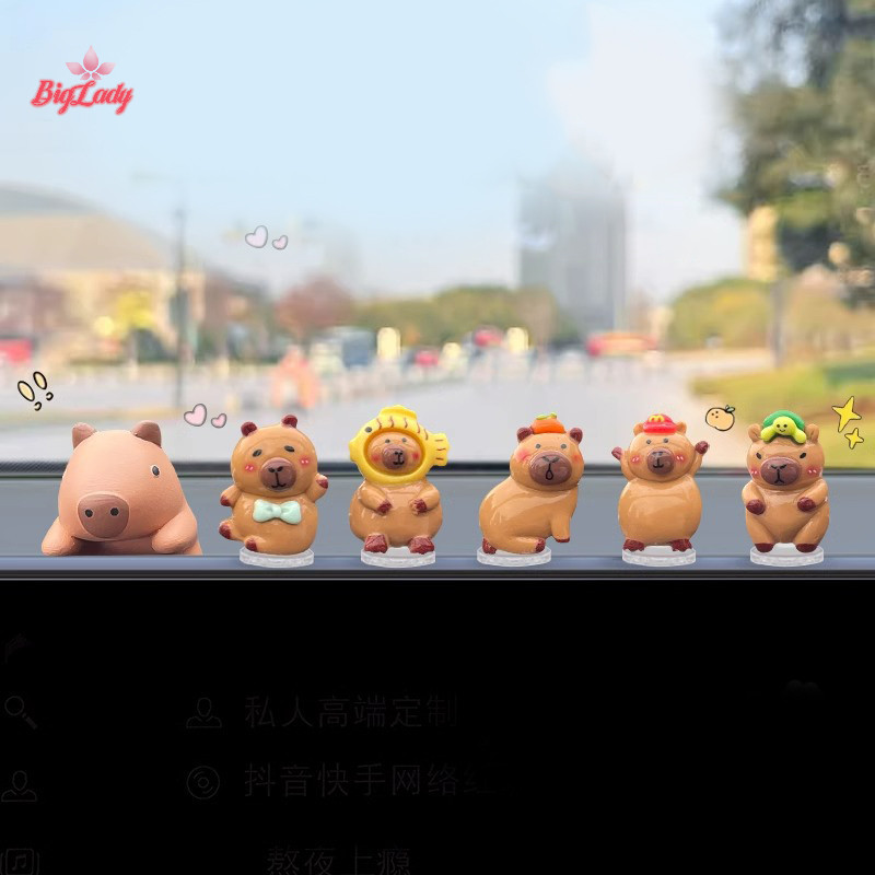 Biglady 5 Cái / bộ Capybara Trang Trí Nội Thất Ô Tô Sáng Tạo Mùa Xuân Capybara Lắc Đầu Bảng Điều Khiển Hình Tượng Trang Trí Mới