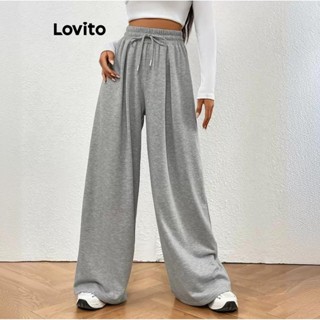 Quần Lovito màu trơn cơ bản phong cách thường ngày cho nữ LNL74238