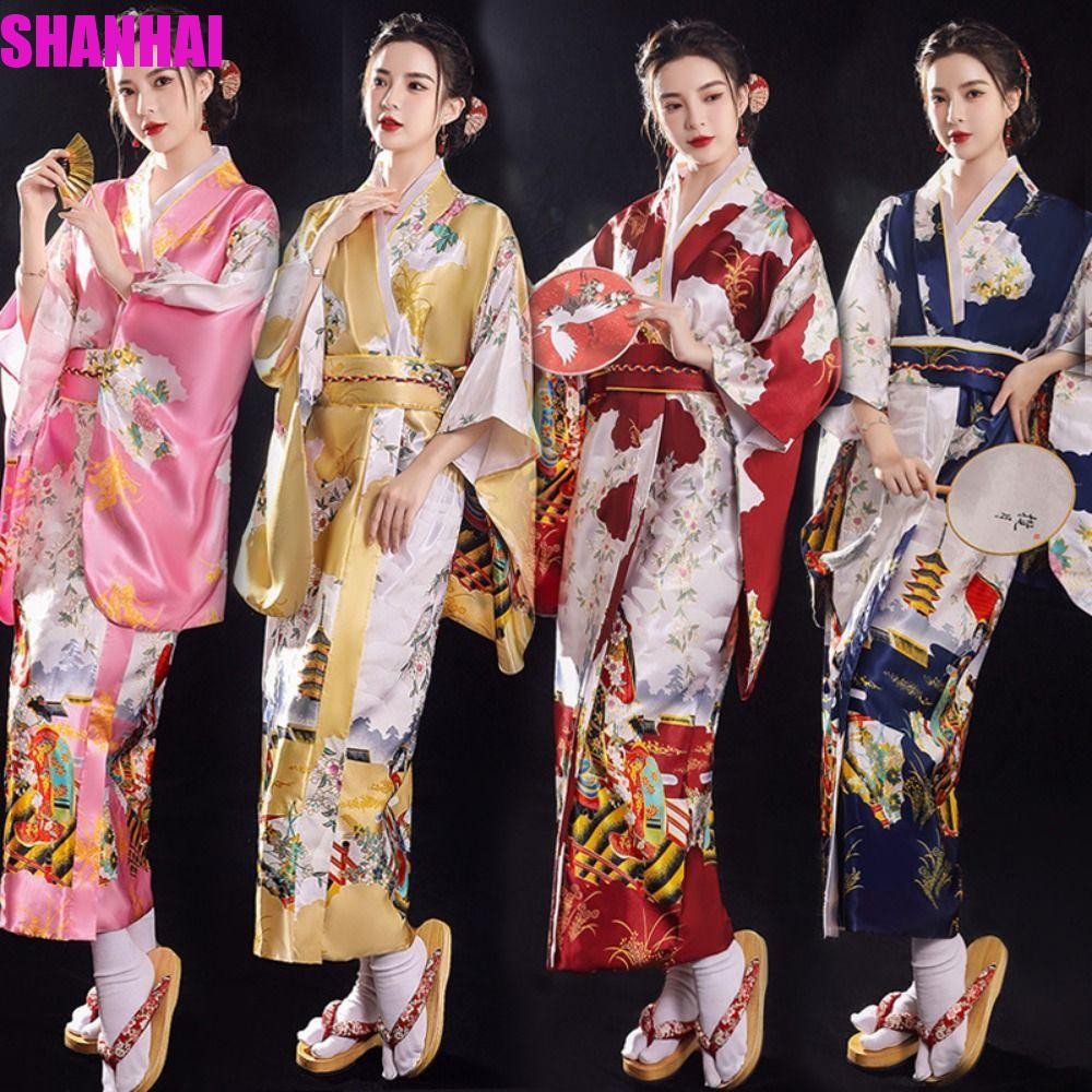 Shanai Kimono truyền thống Nhật Bản, Trang phục hóa trang sang trọng Sakura Girl Kimono Dress, Kimon