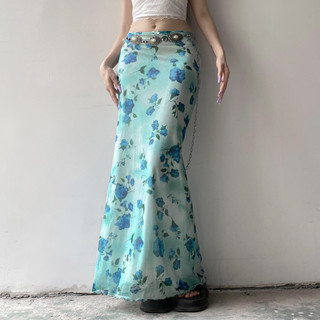 Váy eo thấp thêu nơ lưới WEANIA