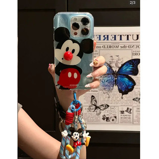 Ngộ nghĩnh Nĩa Eo Mũi Đỏ Dễ Thương Hoạt Hình Mickey Anime Thích Hợp Cho iPhone15promax Vỏ Điện Thoại Apple 14 13 12 11 XSmax XR 8plus 7 Vỏ Cứng Niche Mới