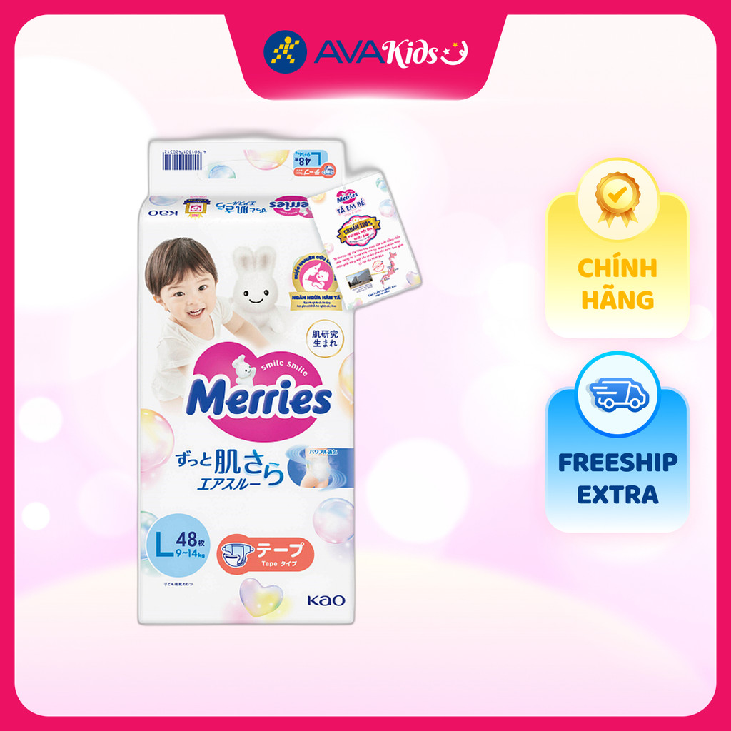 Tã dán Merries size L 48 miếng -Dành cho trẻ 9 - 14 kg