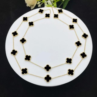 Vòng cổ Cỏ Bốn Lá vàng 18k dài 85cm Dây chuyền Áo len hoa ba lá dài 20 cm Vòng cổ cỏ ba lá