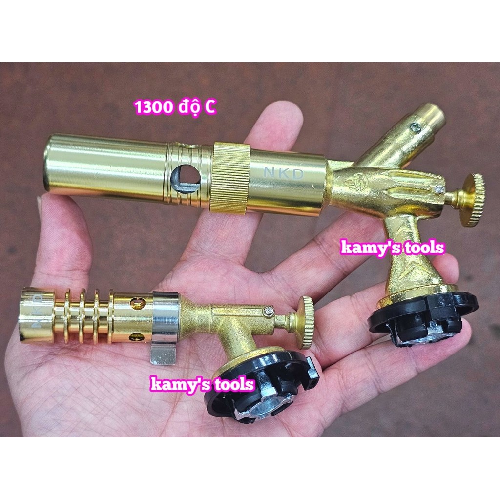 Đèn khò ga bằng đồng nguyên khối cao cấp có núm điều chỉnh nhiệt độ 1300 độ C loại nhỏ và loại lớn kamytools