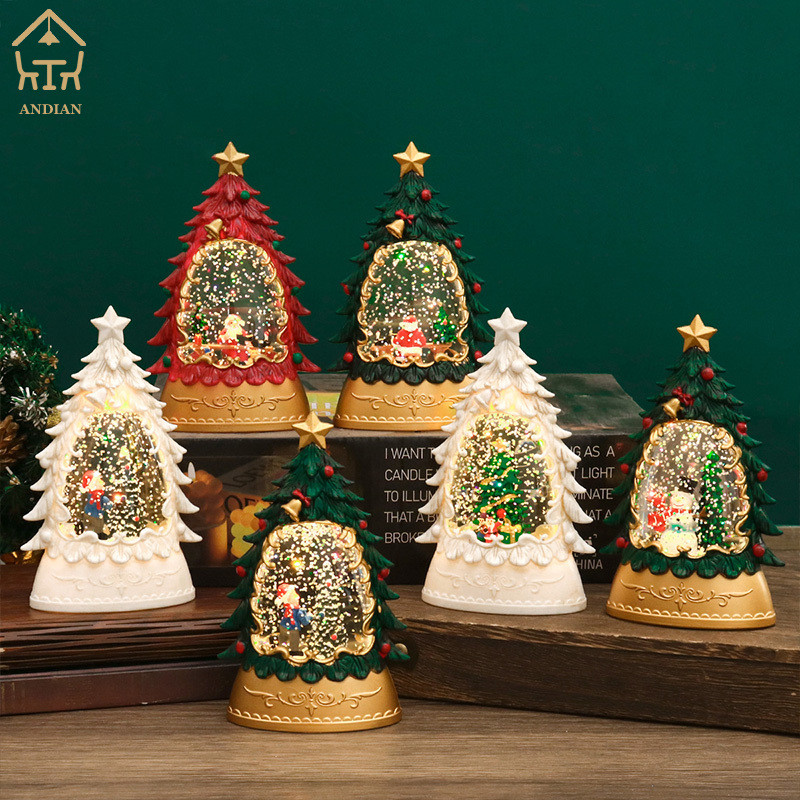 Andianđèn nước Giáng sinh sơn dạ quang Ông già Noel trang trí đèn ngủ