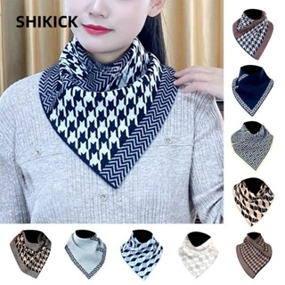 Khăn quàng cổ hình tam giác đan SHIKICK, Khăn quàng cổ giữ nhiệt dày chống gió, Cặp đôi cổ ấm áp Vỏ cổ áo giả Yếm Snap Fastener Khăn quàng cổ mùa đông Unisex