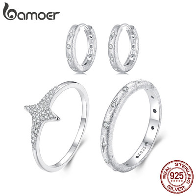 Bamoer Bạc 925 Bông Tai Nhẫn Tình Yêu Xoài Thiết Kế Trái Tim Trang Sức Quà Tặng Nữ