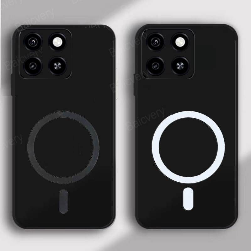 Dành Cho ZTE Blade A35 A55 Z2450 Ốp điện thoại Bảo Vệ TPU Mềm Màu Đen Mờ Có Nhãn Dán Từ Tính