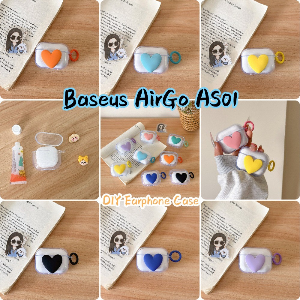 Dành cho Baseus AirGo AS01 Ốp lưng DIY Peach Heart Vỏ tai nghe silicon mềm dễ thương NO.2