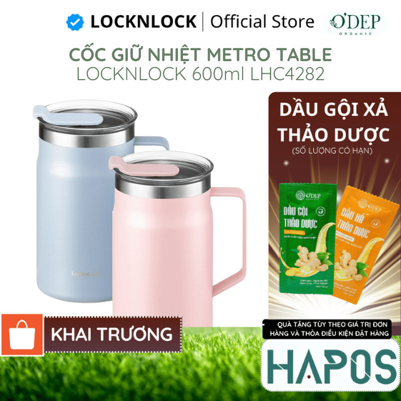 Cốc giữ nhiệt 600ml LocknLock Chính hãng Metro Table Mug LHC4282PIK - HAPOS HOF