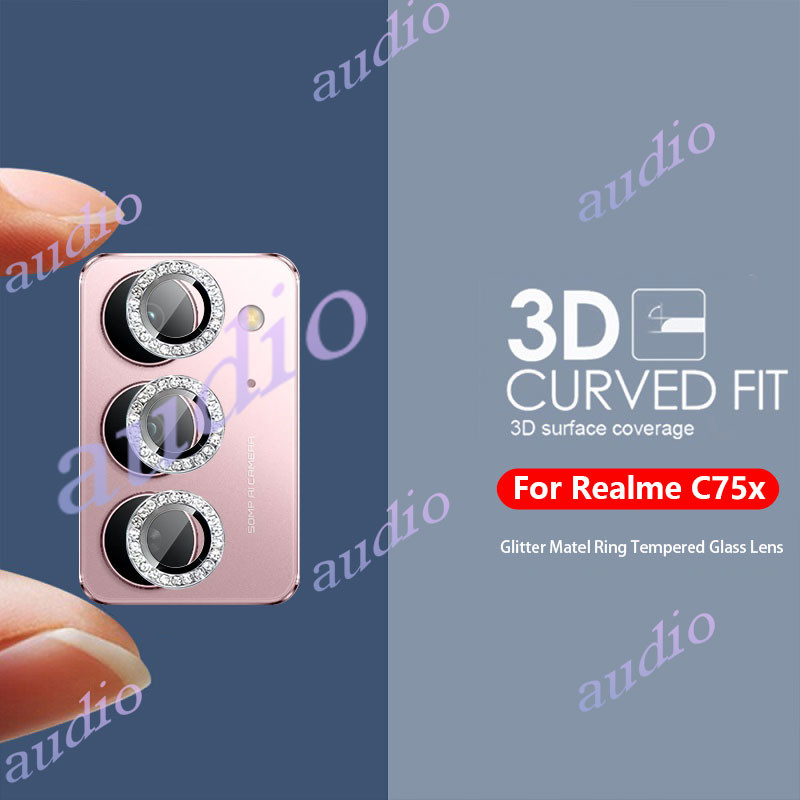 Realme C75x 4G Kim Cương Lấp Lánh Kim Loại Kính Bảo Vệ Ống Kính Máy Ảnh Cho Realme C75x RealmeC75x 4