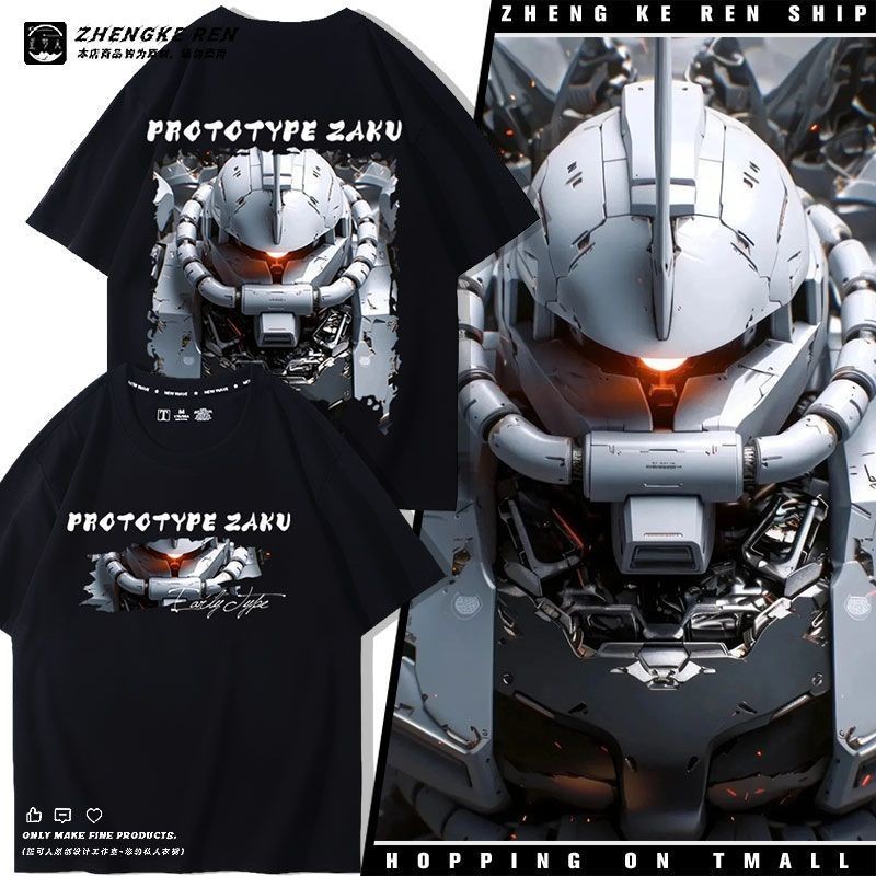 Áo Thun Nam MS-06J Họa Tiết Cổ Điển Gundam Zaku, Thiết Kế Nửa Tay Hợp Thời Trang