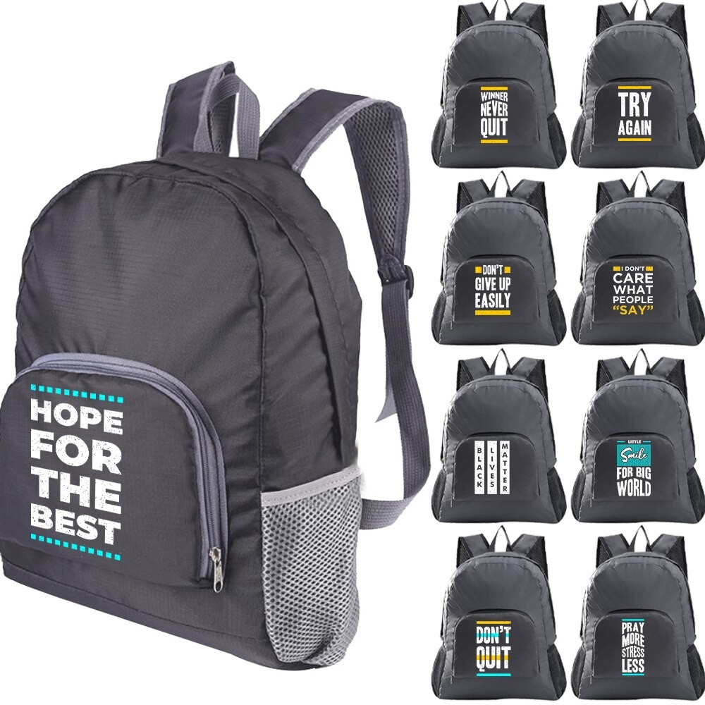 Phrase Print Backpack Folding Bag Foldable Backpack Ultralight Outdoor Pack Travel Hiking