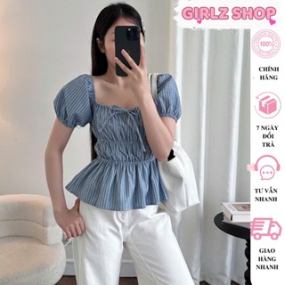   BẢN PREMIUM  Áo babydoll linen kiểu xinh tay phồng tiểu thư công chúa bo thân nơ coquette ngực xinh xắn-GIRLZ SHOP D3 