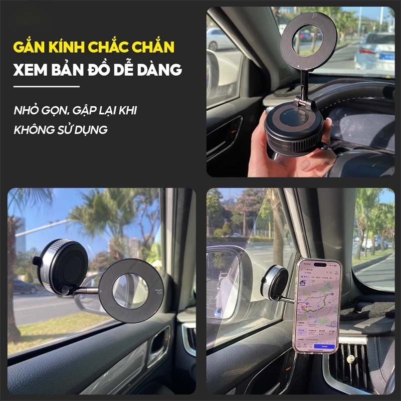 Giá đỡ điện thoại ô tô từ tính mạnh mẽ Thiết kế có thể gập lại 360° Giá đỡ chân không có | BigBuy360 - bigbuy360.vn