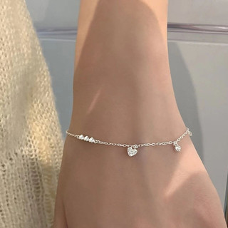 lichee1🌷Vòng Tay Mạ Bạc 925 Mặt Hình Trái Tim Đơn Giản Thời Trang Dành Cho Nữ