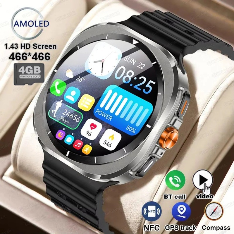 2025 Mới DT Watch 7 Siêu Thông Minh Nam Theo Dõi Thể Dục NFC 4GB Bộ Nhớ MP3 / MP4 Người Chơi Album Đ