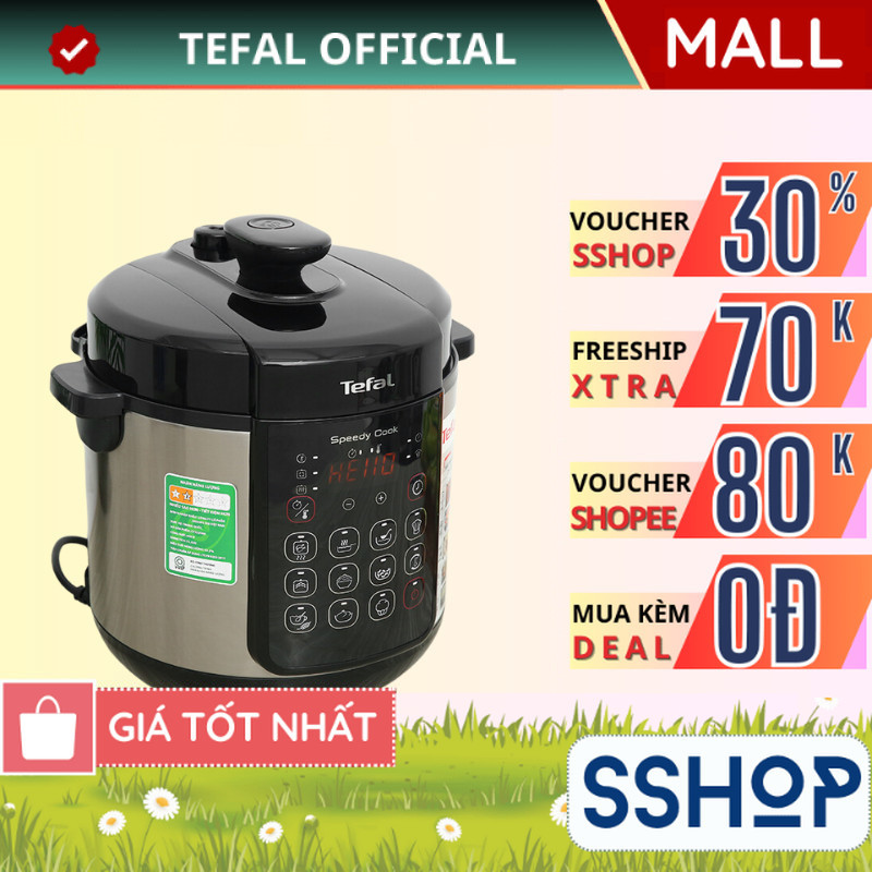 Nồi áp suất điện 5L Tefal Chính hãng Speedy Cook, Công suất 900W CY222D68 - SSHOP SSA