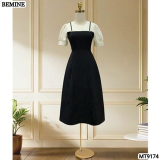 Đầm thiết kế giả yếm có thắt lưng dáng xòe BEMINE MT9174
