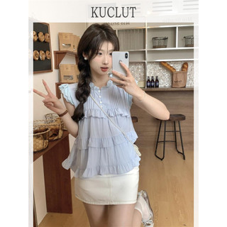 KUCLUT áo sơ mi nữ áo kiểu hàn quốc thông thường Phong cách độc đáo ins WCS2451CLK 28Z240709